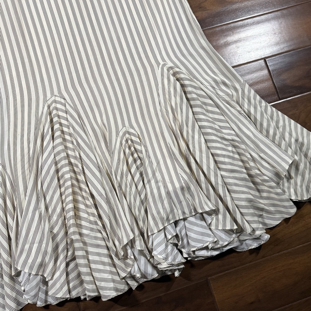 Antonio Melani M.G. Style Size 12 Cream Mallie Striped Maxi Dress Mermaid Hem - Picture 3 of 13